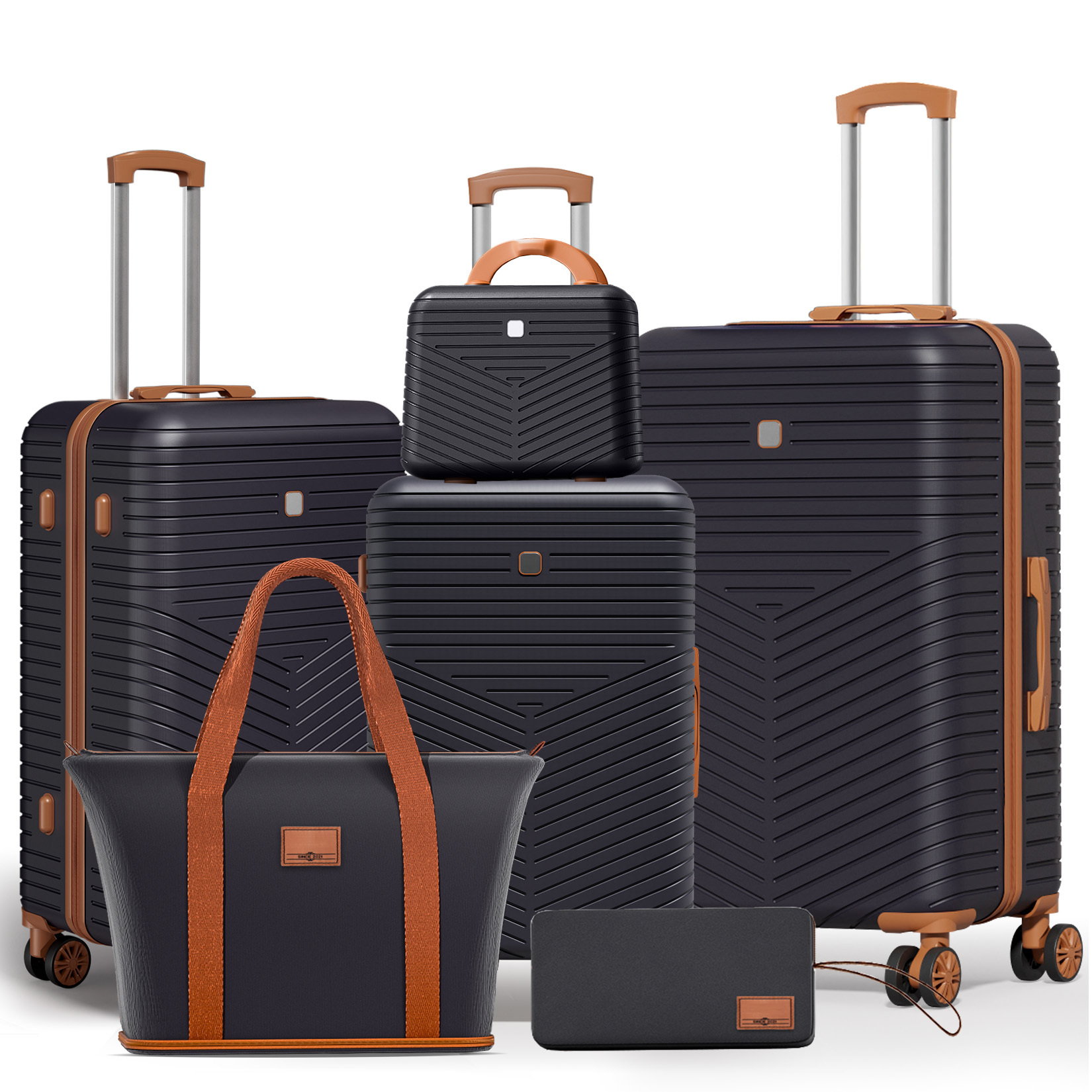 SANOPY 20" Carry-On Luggage Set, Hardside 3PCS Lightweight ABS+PC Suitcase Set with TSA Lock and Spinner Wheels, Beige