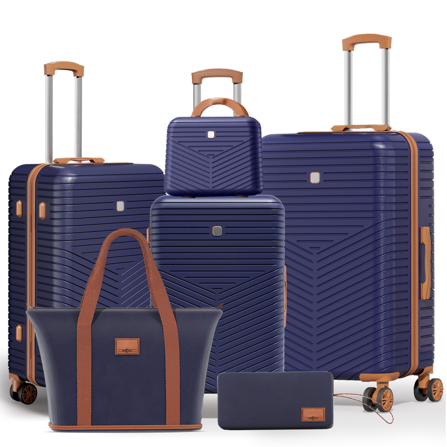 SANOPY 20" Carry-On Luggage Set, Hardside 3PCS Lightweight ABS+PC Suitcase Set with TSA Lock and Spinner Wheels, Beige