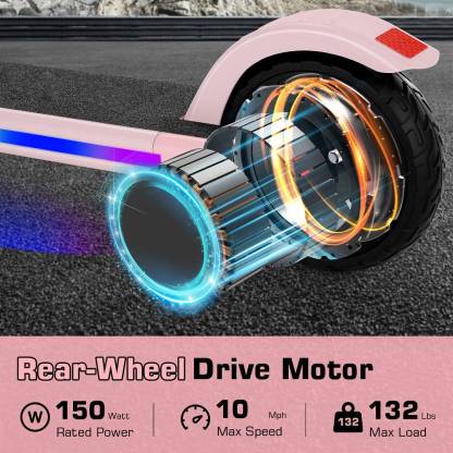 SANOPY Electric Scooter for Kids Ages 6-14, Adjustable Speed & Height, Colorful Lights, LED Display, 150W Motor, up to 10 mph, 80 Mins Ride Time, Pink