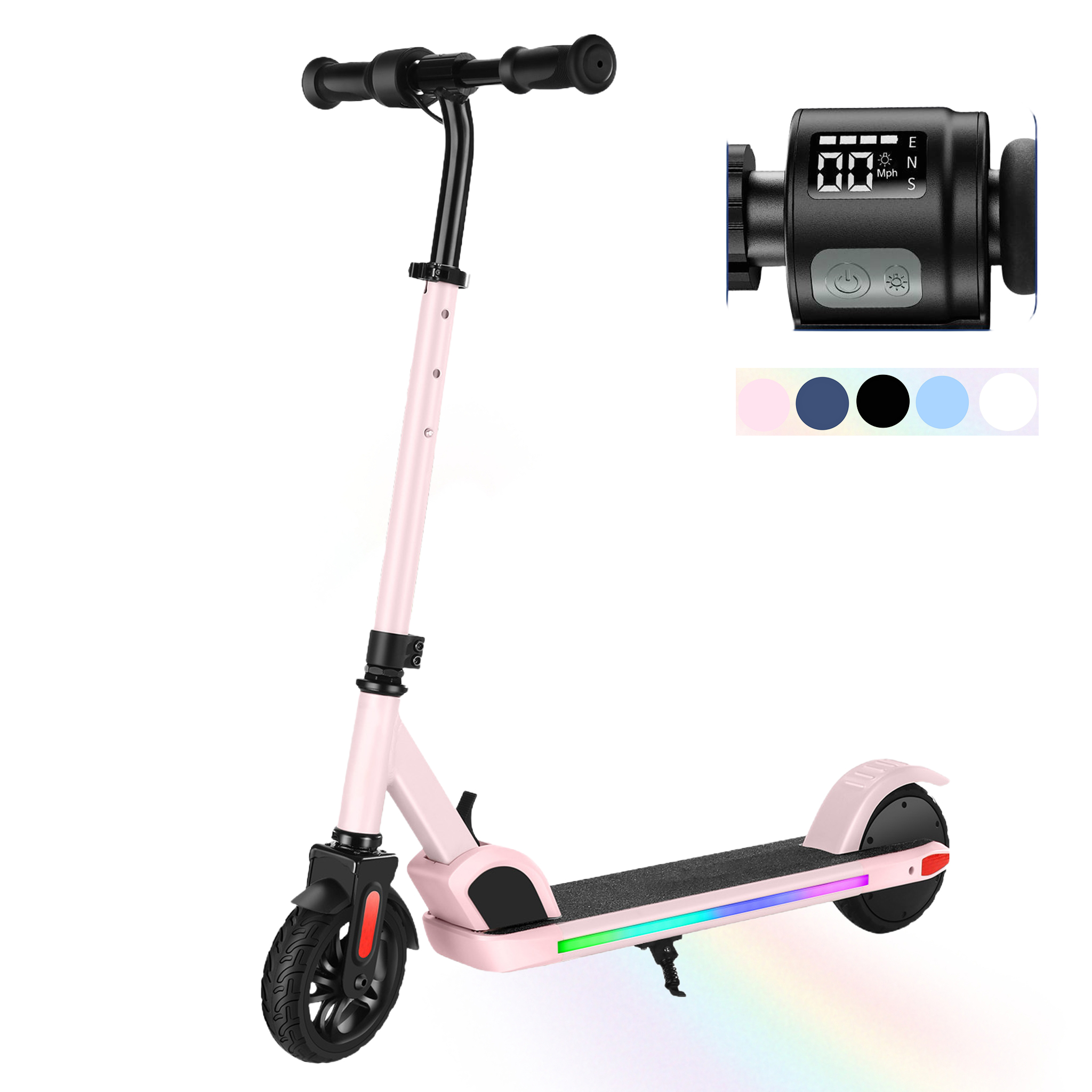 SANOPY Electric Scooter for Kids Ages 6-14 with Dynamic Lights, LED Display, 8 MPH, 80 mins Ride Time, Adjustable Handlebar Height, Lightweight Kids Electric Kick Scooter, Black