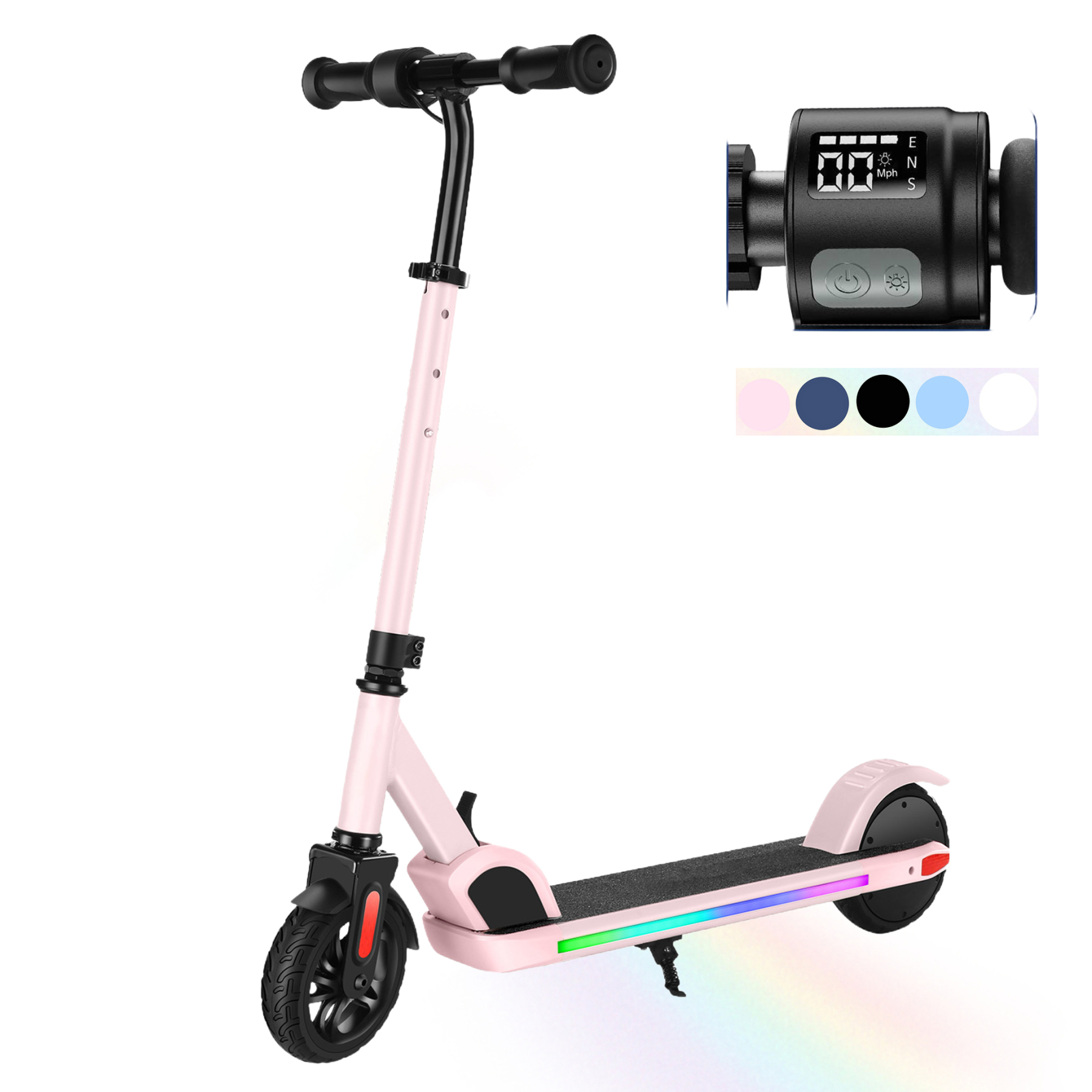 SANOPY Electric Scooter for Kids Ages 6-14 with Dynamic Lights, LED Display, 8 MPH, 80 mins Ride Time, Adjustable Handlebar Height, Lightweight Kids Electric Kick Scooter, Black