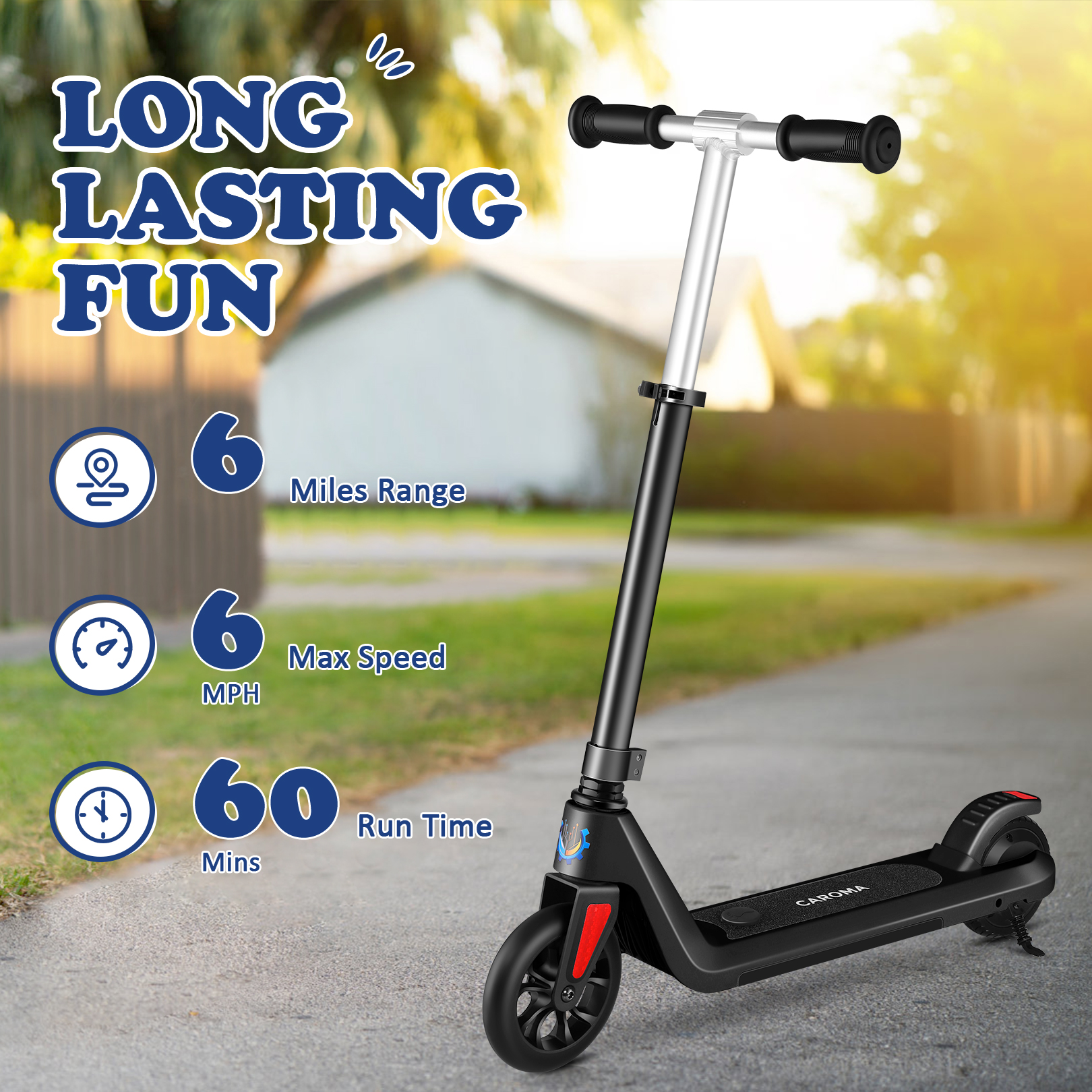SANOPY Electric Scooter for Kids Ages 6-14 with Dynamic Lights, LED Display, 8 MPH, 80 mins Ride Time, Adjustable Handlebar Height, Lightweight Kids Electric Kick Scooter, Black