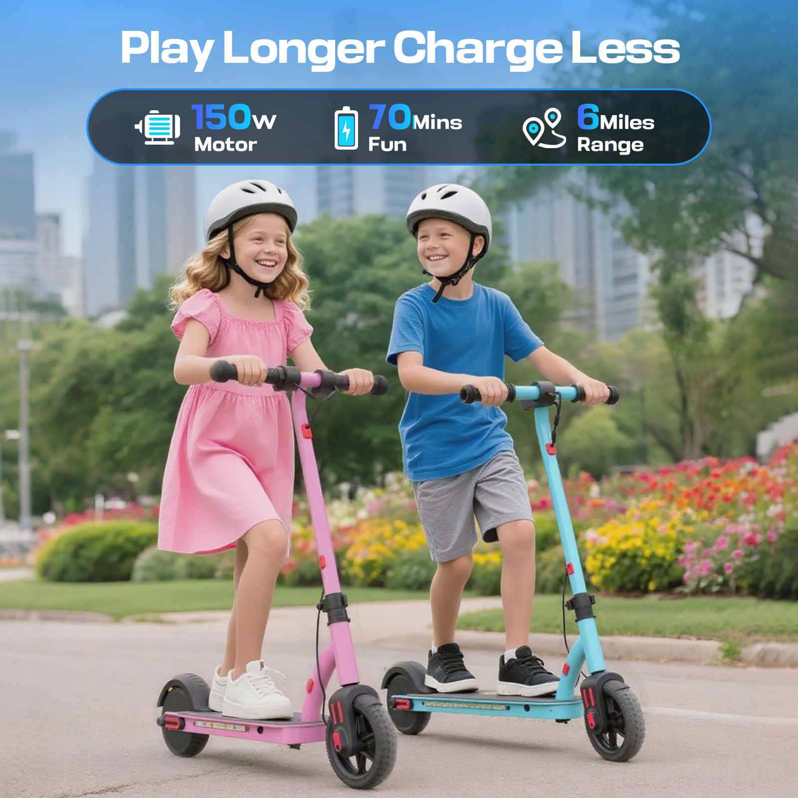 SANOPY 150W Electric Scooter for Kids, 3 Speeds Adjustable, Max Load 132lbs, LED Visible Display for Kids Ages 6-14,Ideal Gifts for Kids