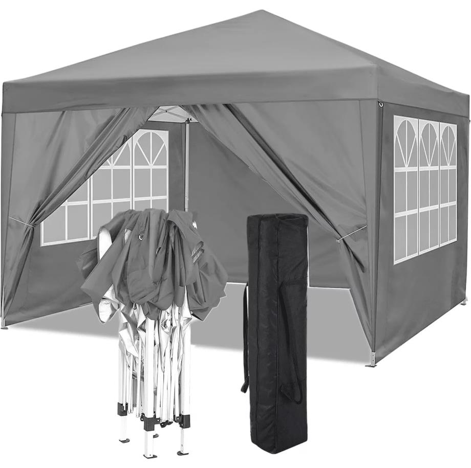 HOTEEL 10x20 Pop up Canopy Tent, Protable Canopy Tent with 6 Sidewalls Waterproof Commercial Pop up Tent for Parties, Wedding, Camping, Courtyard with Carry Bag,White
