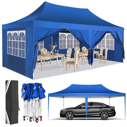 Hoteel 10'x20' Pop up Canopy Tent with 6 Removable Sidewalls, Instant Outdoor Canopy Shelter with Upgrade Raised Roof and Carry Bag