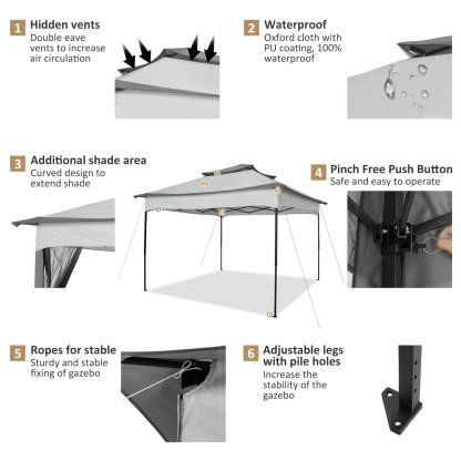 SANOPY 11'X 11' Pop up Gazebo Canopy Tent Outdoor Party Instant Shelter Portable Folding Gazebo Can Accommodate 6-8 People with Netting & Carry Bag, Anti-Rain, Anti-Ultraviolet
