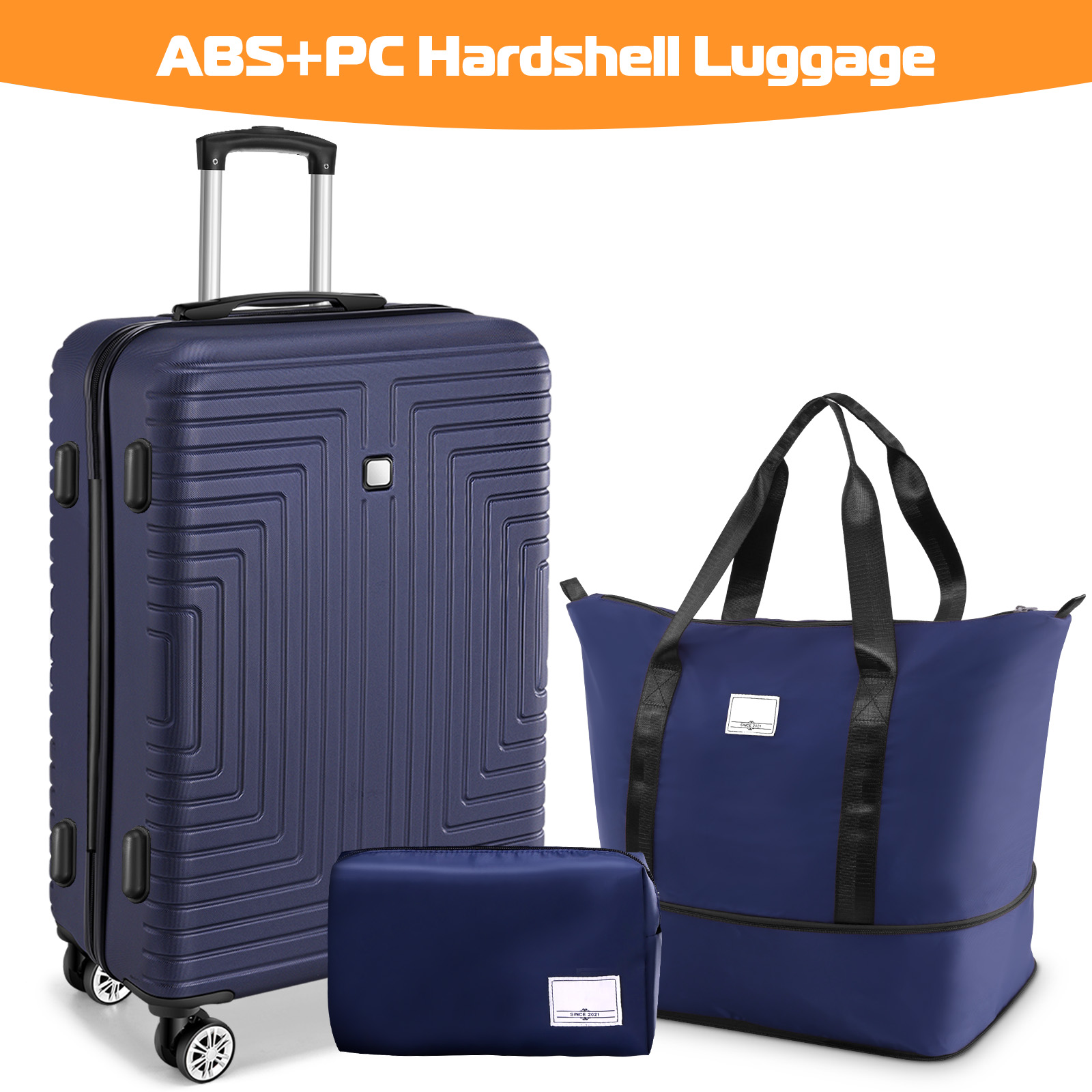 SANOPY 20" Carry-On Luggage Set, Hardside 3PCS Lightweight ABS+PC Suitcase Set with TSA Lock and Spinner Wheels, Beige