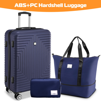 SANOPY 20" Carry-On Luggage Set, Hardside 3PCS Lightweight ABS+PC Suitcase Set with TSA Lock and Spinner Wheels, Beige