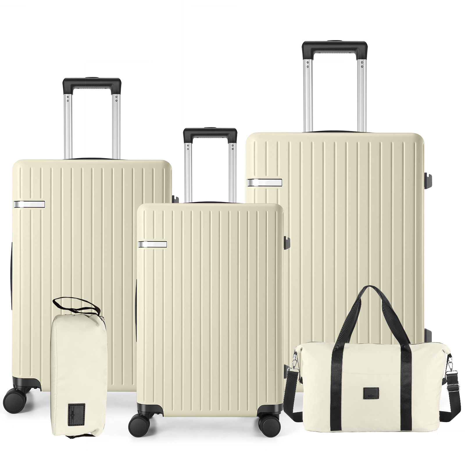 SANOPY 20" Luggage Set, Hardside 3PCS Suitcase Set with TSA Lock and Spinner Wheels, Black