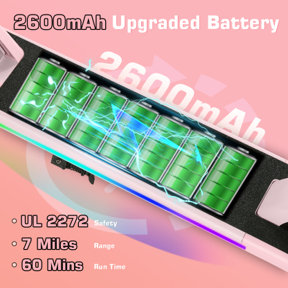 SANOPY Electric Scooter for Kids Ages 6-14, Adjustable Speed & Height, Colorful Lights, LED Display, 150W Motor, up to 10 mph, 80 Mins Ride Time, Pink