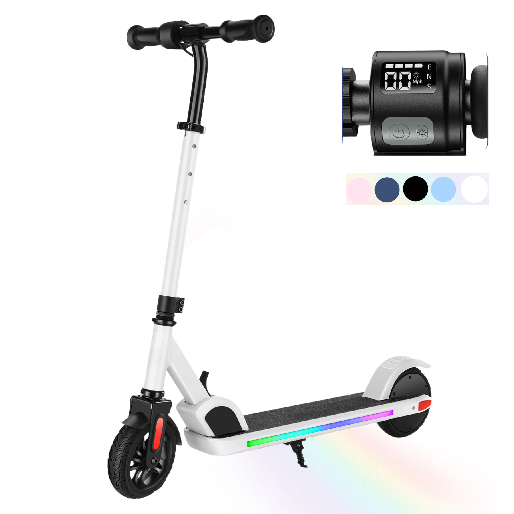 SANOPY Electric Scooter for Kids Ages 6-14 with Dynamic Lights, LED Display, 8 MPH, 80 mins Ride Time, Adjustable Handlebar Height, Lightweight Kids Electric Kick Scooter, Black