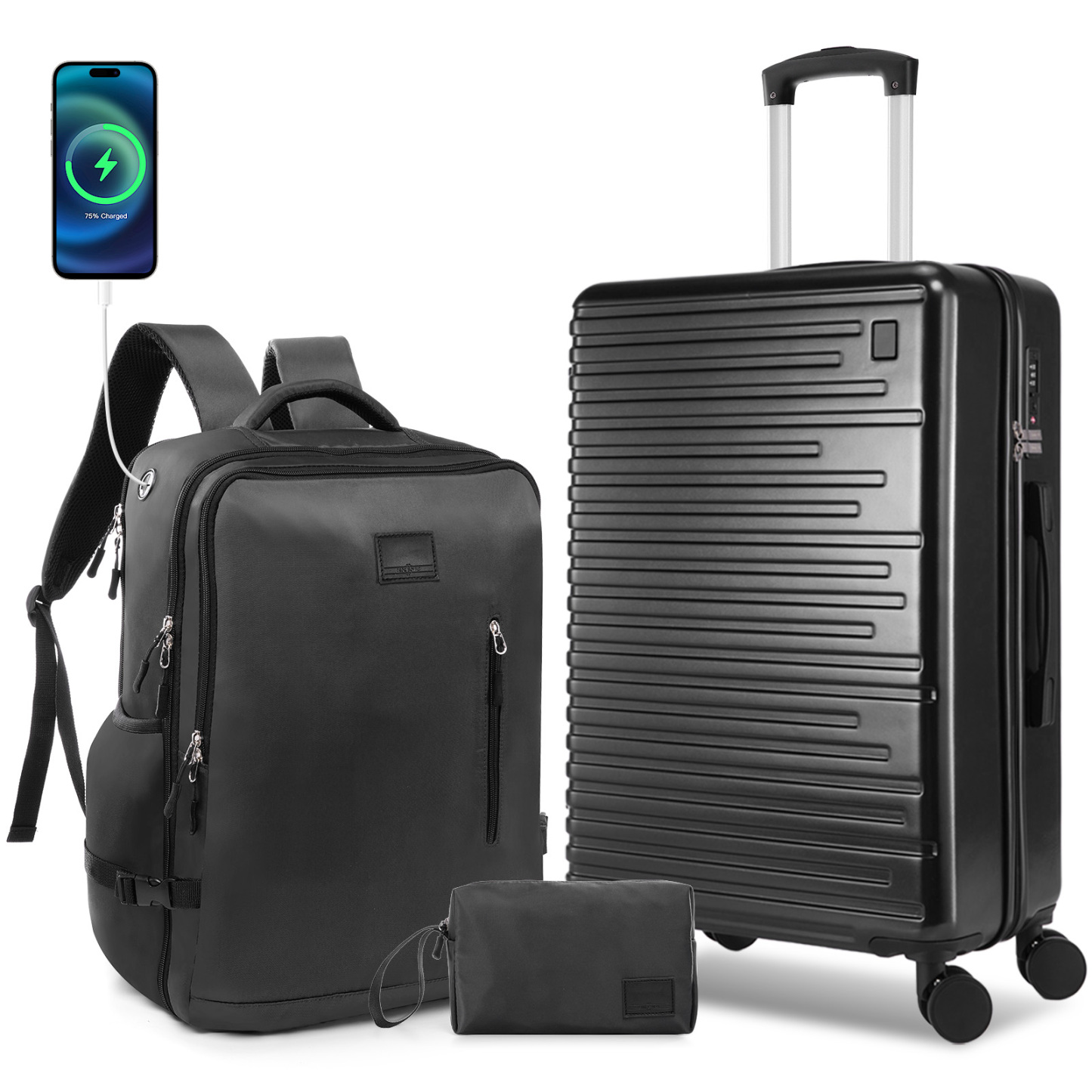 SANOPY 20" Luggage Set, Hardside 3PCS Suitcase Set with TSA Lock and Spinner Wheels