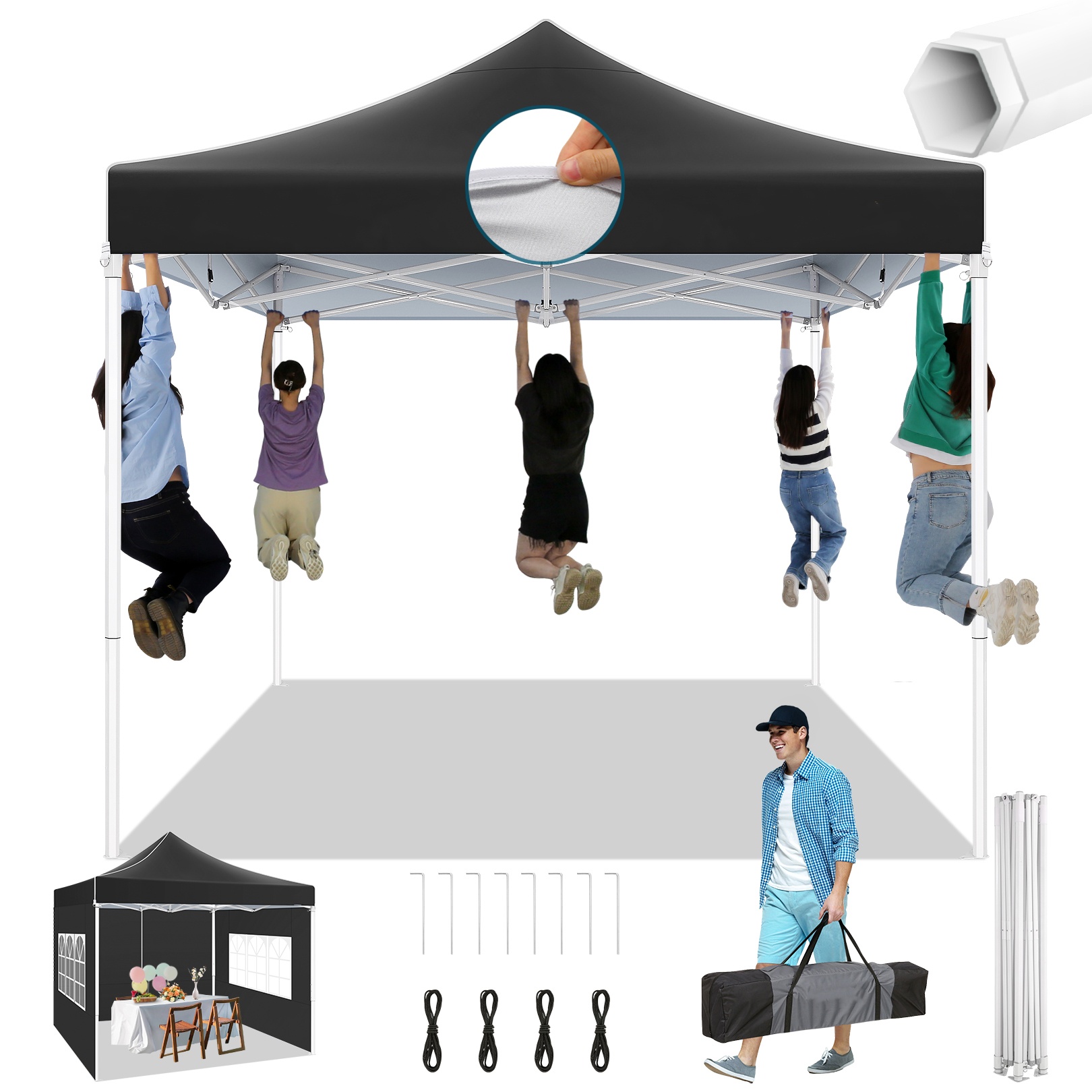 SANOPY 10x10 Heavy Duty Pop Up Canopy Tent with 4 Sidewalls, Commercia