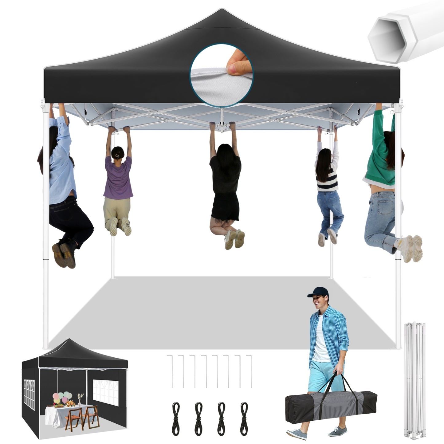 SANOPY 10x10 Heavy Duty Pop Up Canopy Tent with 4 Sidewalls, Commercia