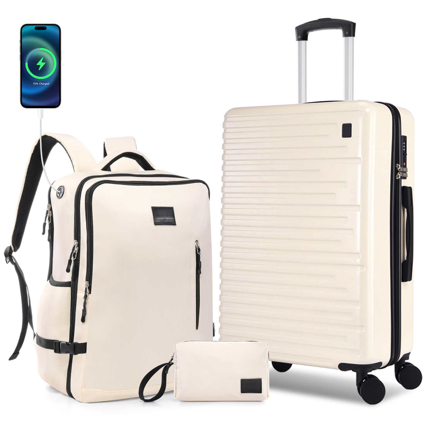 SANOPY 20" Luggage Set, Hardside 3PCS Suitcase Set with TSA Lock and Spinner Wheels