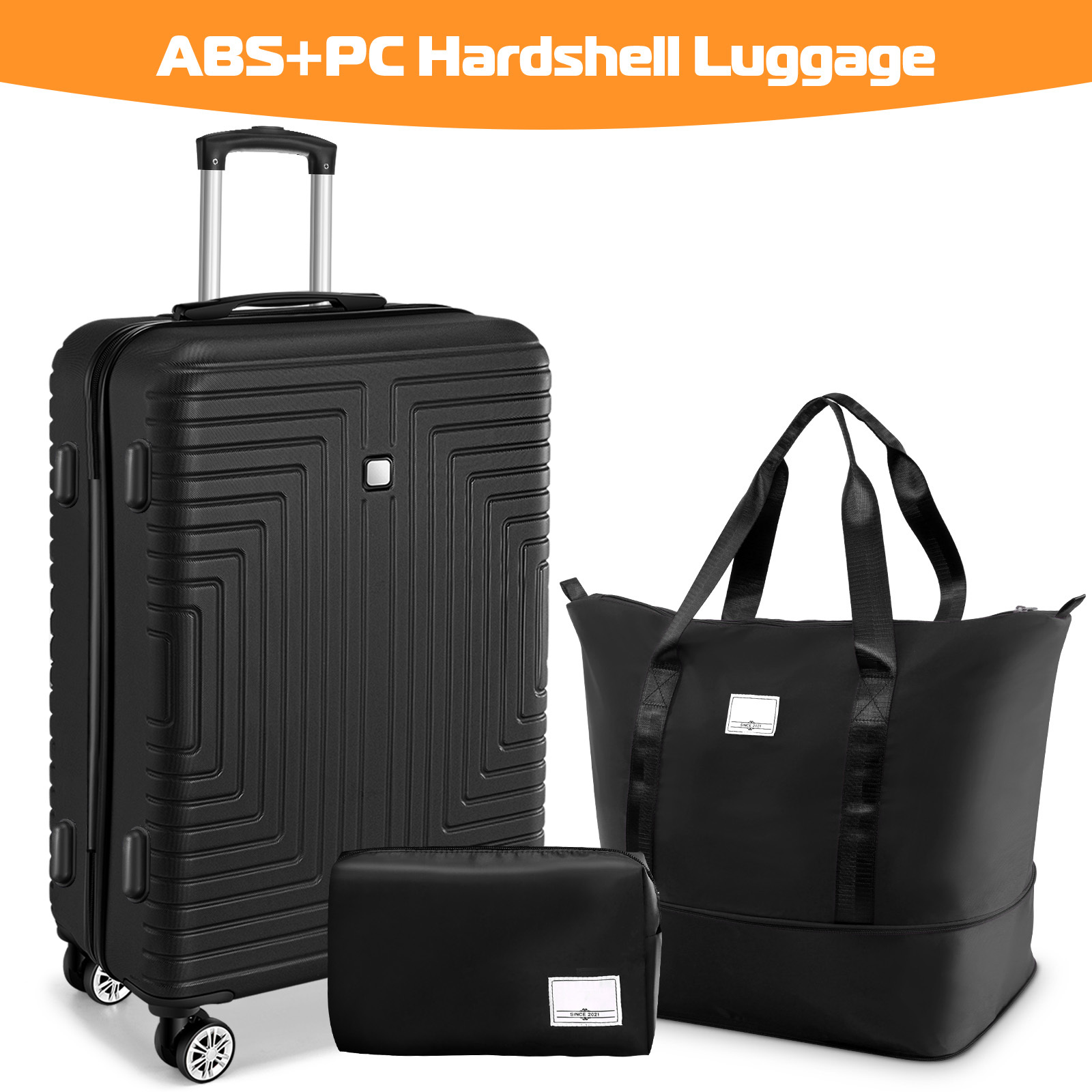 SANOPY 20" Carry-On Luggage Set, Hardside 3PCS Lightweight ABS+PC Suitcase Set with TSA Lock and Spinner Wheels, Beige