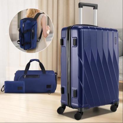 HOTEEL 3 Piece Carry on Luggage Set 20in Suitcase with Spinner Wheels TSA Lock, PC ABS Hardside Luggage Set with Toiletry Bag & Travel Gym Bag, Black