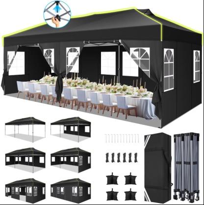 Hoteel Canopy 10x10 Pop Up Canopy Tent 1-Button Push Easy up Outdoor Canopy Instant Portable Commercial Shelter Waterproof UPF50+ Gazebo with Reflective Strip, Air Vent & 4 Sandbags