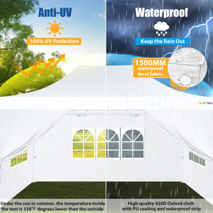 SANOPY 10x15 Pop Up Canopy Tent Heavy Duty with 4 Sidewalls Tents for Parties Outdoor Canopy Event Tent Wedding with Roller Bag, UV 50+ & Upgraded No Water, Thick Hexagonal Legs, White