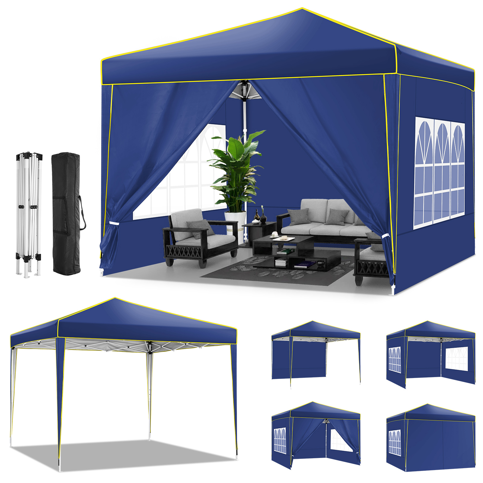 SANOPY 10' x 10' Pop up Canopy Tent with 4 Removable Sidewalls, Outdoo
