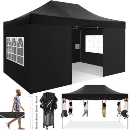 HOTEEL 10x15/10x20/10x30 Heavy Duty Canopy Tent, Pop up Gazebo with Netting Screened ,Waterproof Ez up Canopy with Sidewalls, Outdoor Instant Party Tent for Backyard