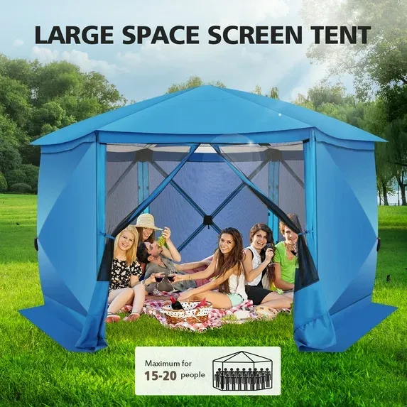 SANOPY 12'x12' Pop up Gazebo with Starry Sky Covered Gazebo 6-Sided Mosquito Netting and Sidewalls Pop up Screen Gazebo Tent Camping Gazebo Instant Shelter for Deck and Lawns