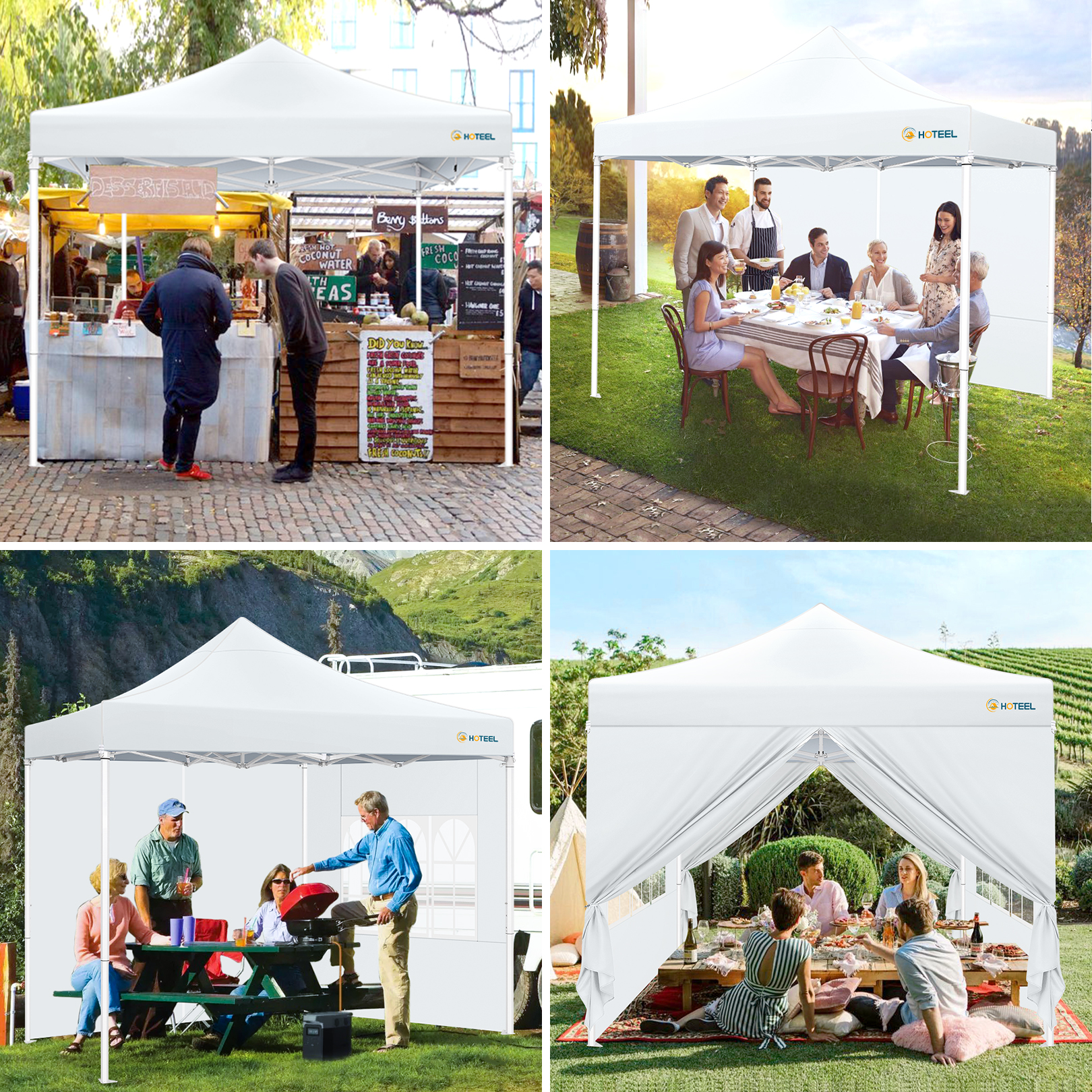 SANOPY 10x10 Heavy Duty Pop Up Canopy Tent with 4 Sidewalls, Commercial Instant Waterproof Canopy Tent, UV 50+ with Silver Coated, Upgraded Thickened Hexagonal Legs, White