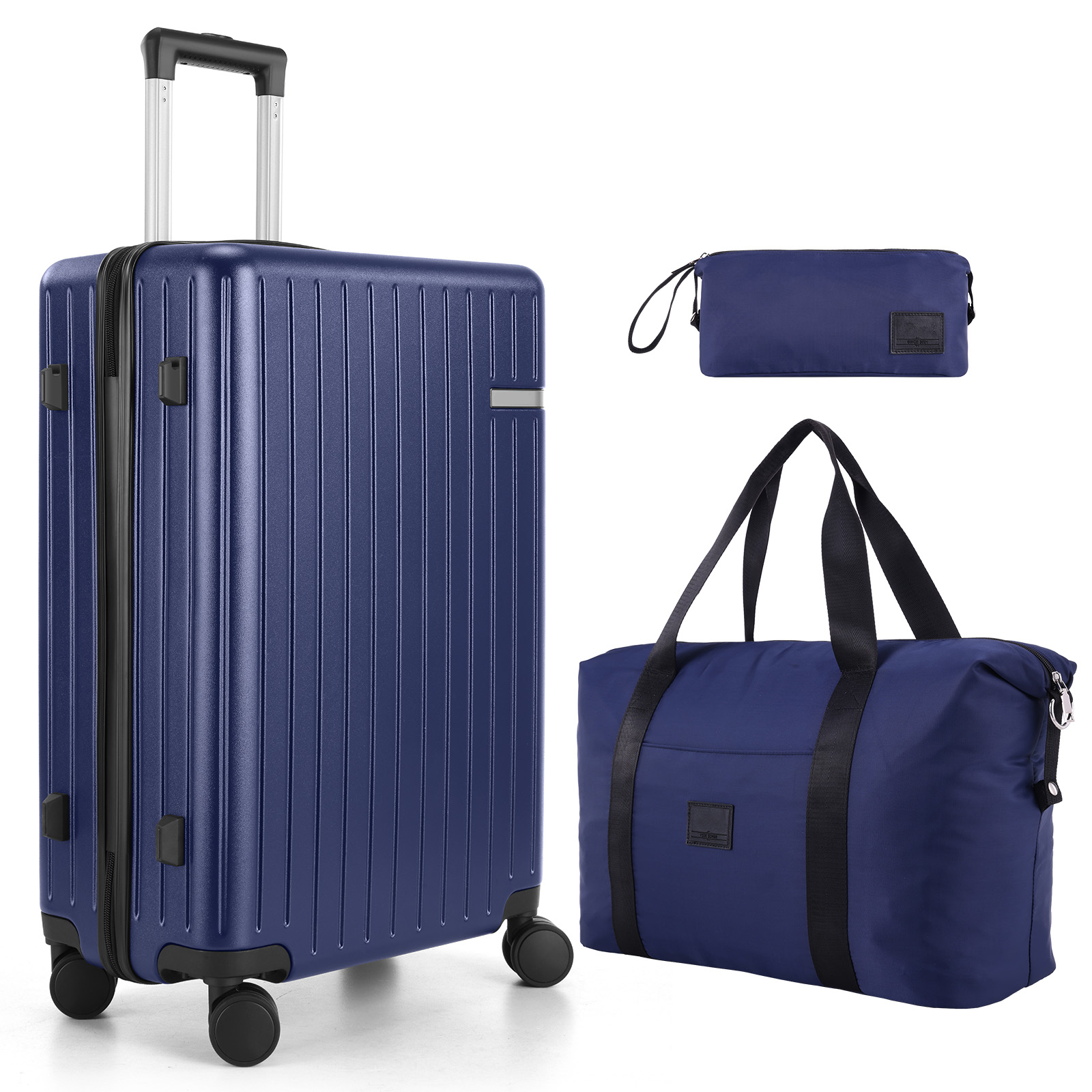 SANOPY 20" Luggage Set, Hardside 3PCS Suitcase Set with TSA Lock and Spinner Wheels, Black