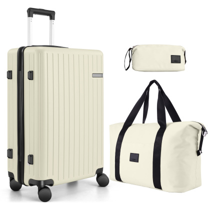 SANOPY 20" Luggage Set, Hardside 3PCS Suitcase Set with TSA Lock and Spinner Wheels, Black