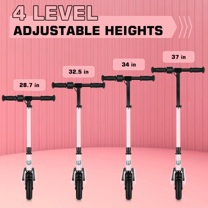 SANOPY Electric Scooter for Kids Ages 6-14, Adjustable Speed & Height, Colorful Lights, LED Display, 150W Motor, up to 10 mph, 80 Mins Ride Time, Pink