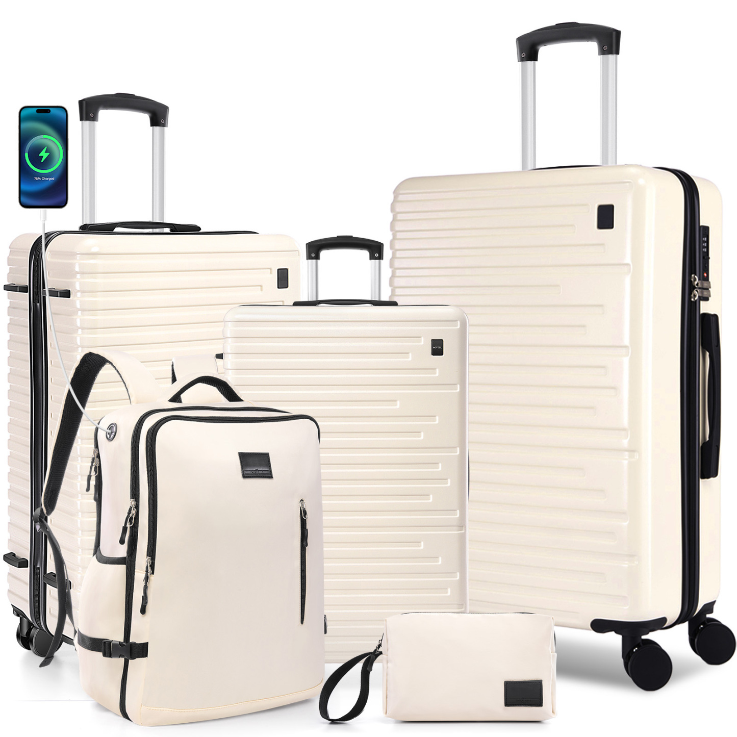 SANOPY 20" Luggage Set, Hardside 3PCS Suitcase Set with TSA Lock and Spinner Wheels