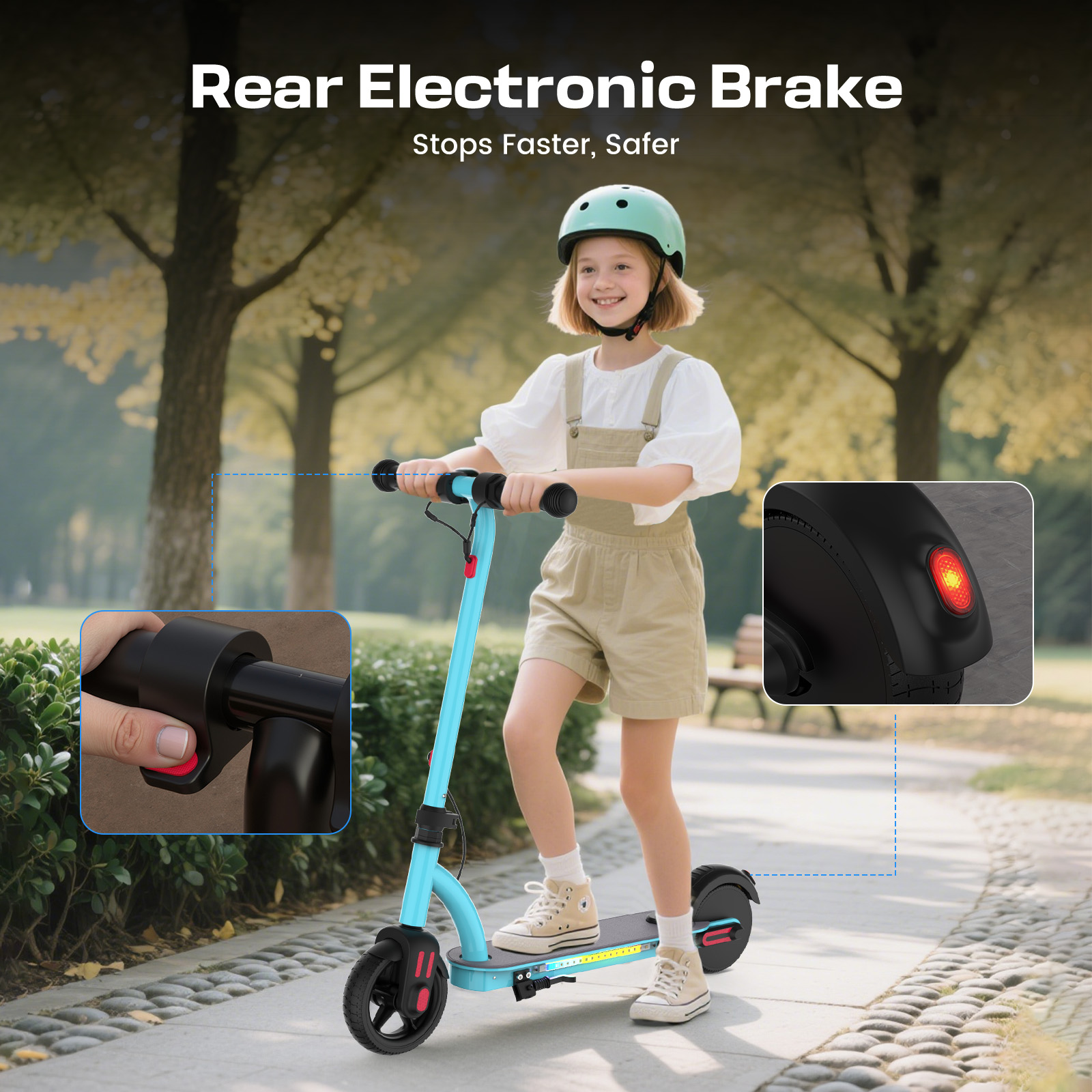 SANOPY 150W Electric Scooter for Kids, 3 Speeds Adjustable, Max Load 132lbs, LED Visible Display for Kids Ages 6-14,Ideal Gifts for Kids