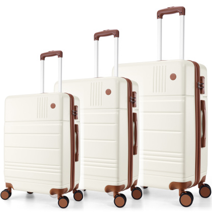 SANOPY 3 Piece Hardshell Luggage Set, ABS+PC Lightweight Suitcase Set with Double Spinner Wheels TSA Lock. (Black)