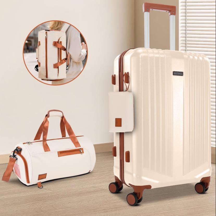 HOTEEL 3 Piece Carry on Luggage Set 20in Suitcase with Spinner Wheels TSA Lock, PC ABS Hardside Luggage Set with Toiletry Bag & Travel Gym Bag, Black