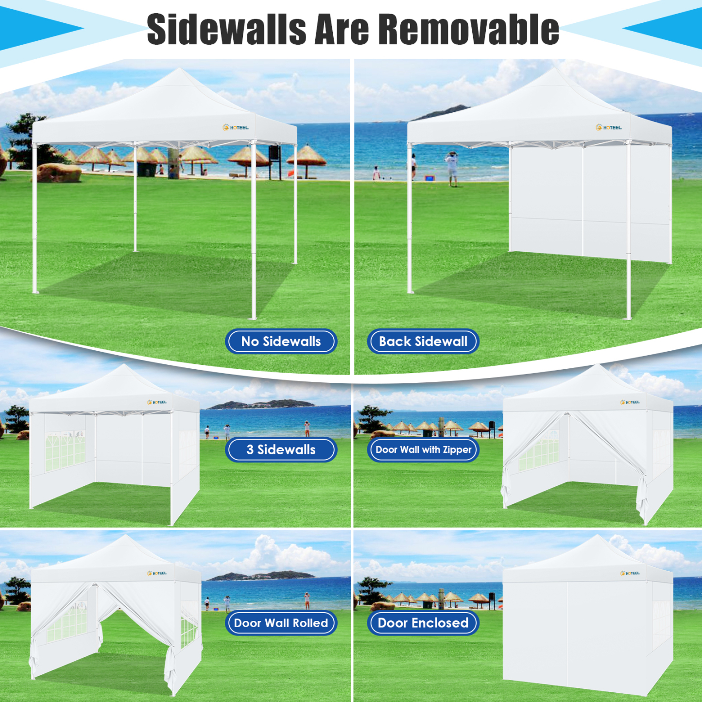 SANOPY 10x10 Heavy Duty Pop Up Canopy Tent with 4 Sidewalls, Commercial Instant Waterproof Canopy Tent, UV 50+ with Silver Coated, Upgraded Thickened Hexagonal Legs, White