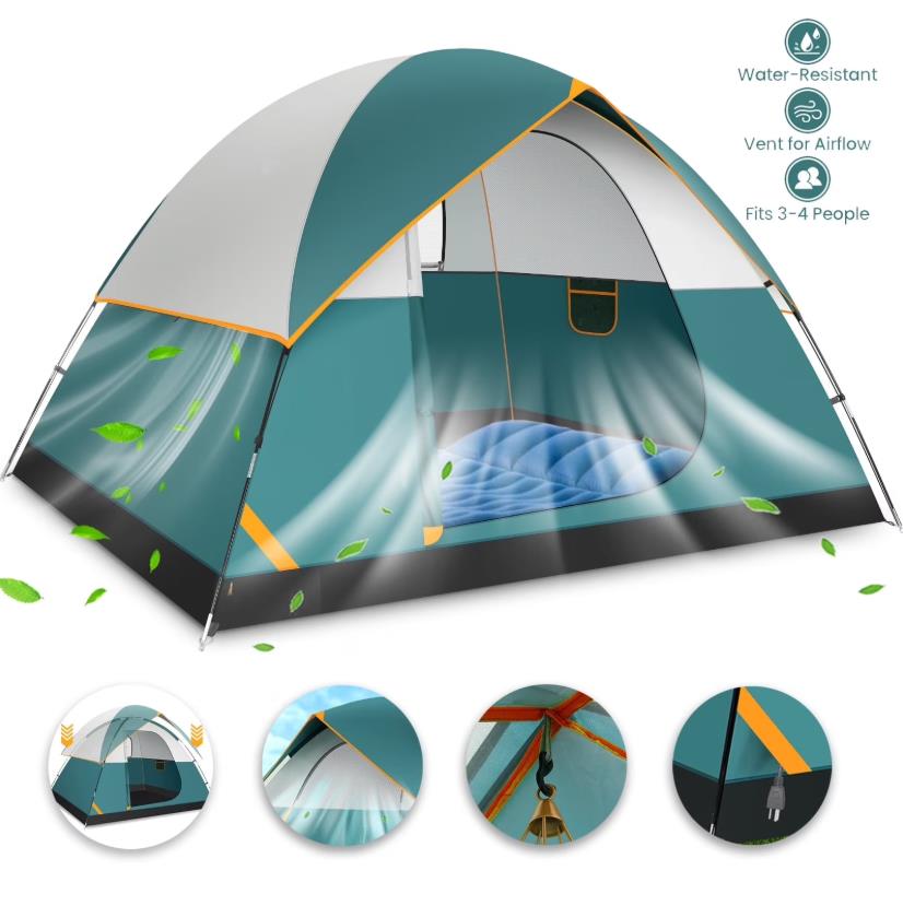 HOTEEL 4-6 Person Tent for Camping, Easy Setup Camping Tent with Rainfly & Screen Windows for Camping/Traveling/Family Gathering/Hiking/Beach