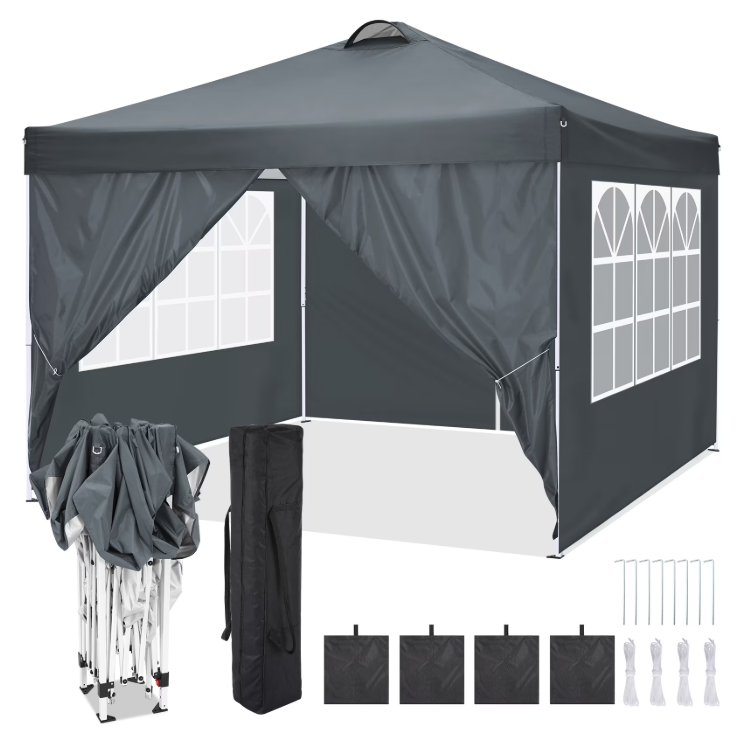 HOTEEL 10x10ft Popup Canopy Waterproof Canopy with 4 Sidewalls Outdoor Commercial Instant Shelter Beach Camping Canopy Tent for Party