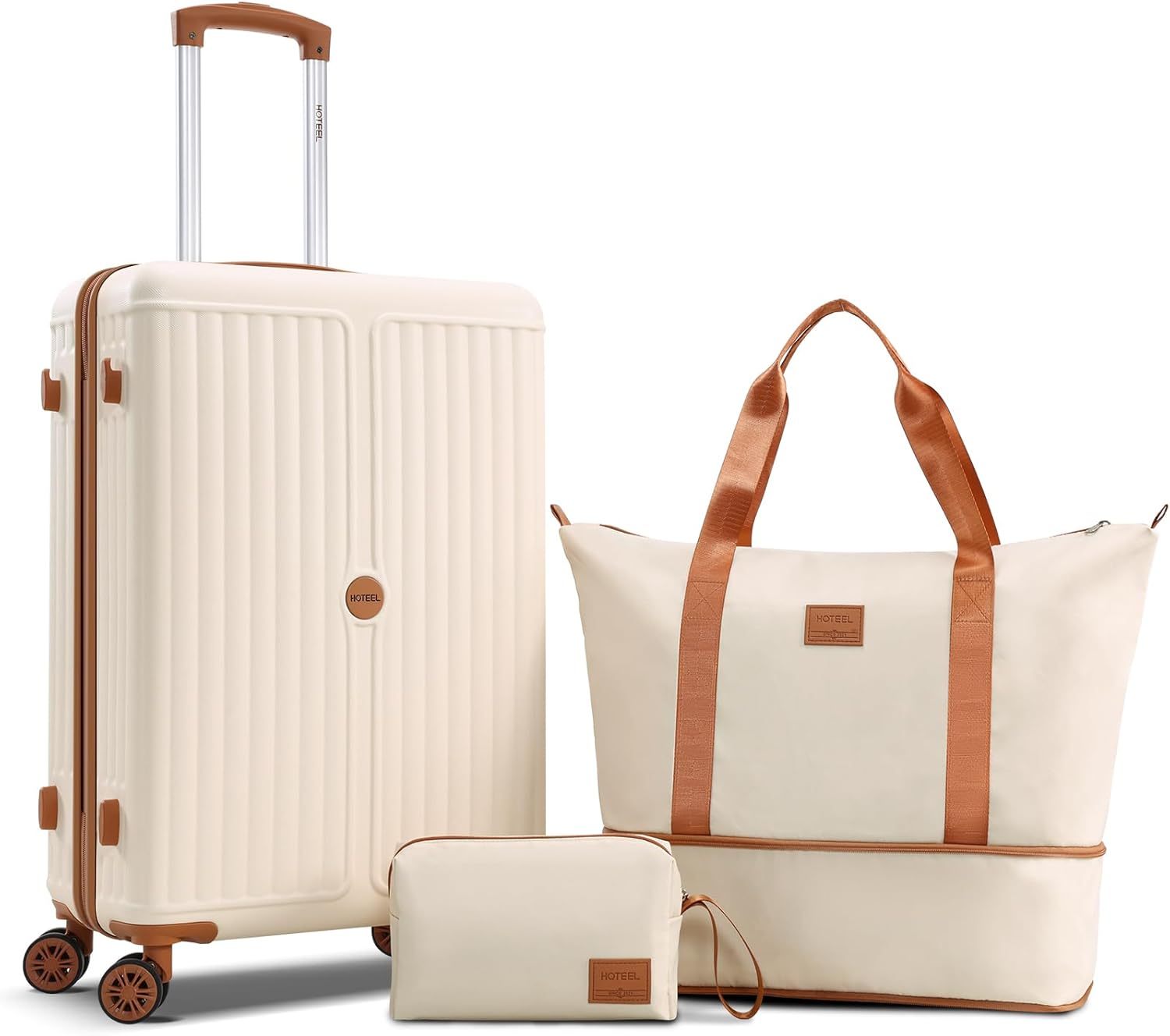 SANOPY 3 Piece Hardshell Luggage Set, ABS+PC Lightweight Suitcase Set with Double Spinner Wheels TSA Lock. (Black)