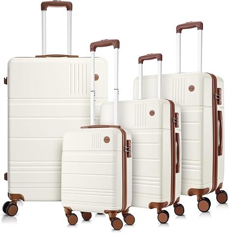 SANOPY 3 Piece Hardshell Luggage Set, ABS+PC Lightweight Suitcase Set with Double Spinner Wheels TSA Lock. (Black)