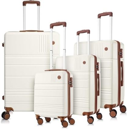 SANOPY 3 Piece Hardshell Luggage Set, ABS+PC Lightweight Suitcase Set with Double Spinner Wheels TSA Lock. (Black)