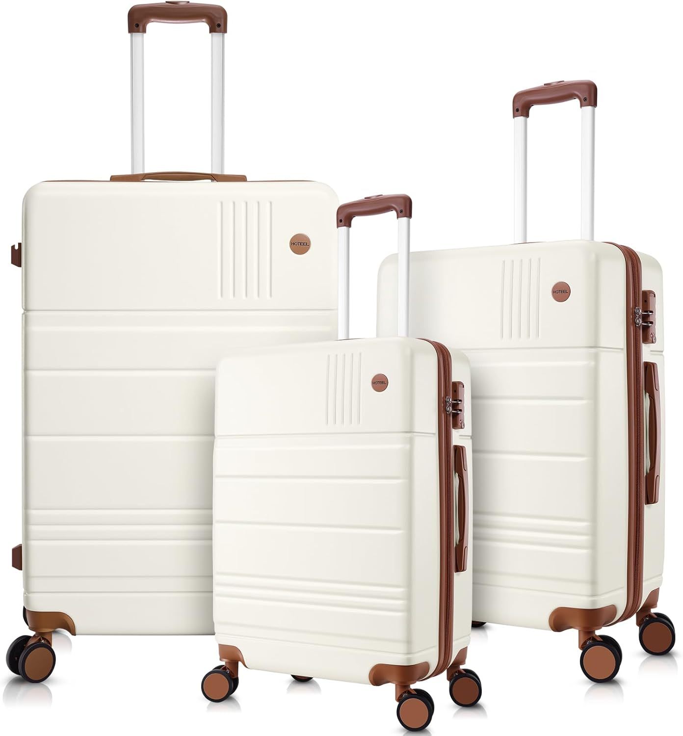 SANOPY 3 Piece Hardshell Luggage Set, ABS+PC Lightweight Suitcase Set with Double Spinner Wheels TSA Lock. (Black)