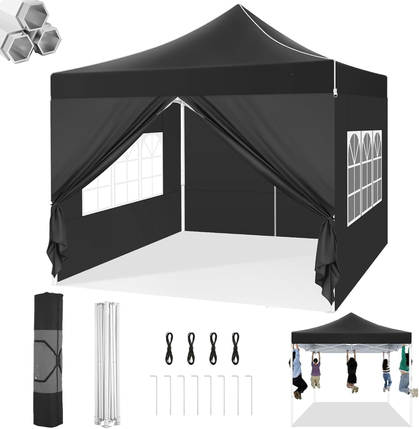SANOPY Heavy Duty 10'x 30' Pop up Canopy, Commercial Canopy, Waterproof Outdoor Party Tent, Instant Wedding Canopy with 8 Removable Sidewalls, Carrying Bag, 147Ibs, White