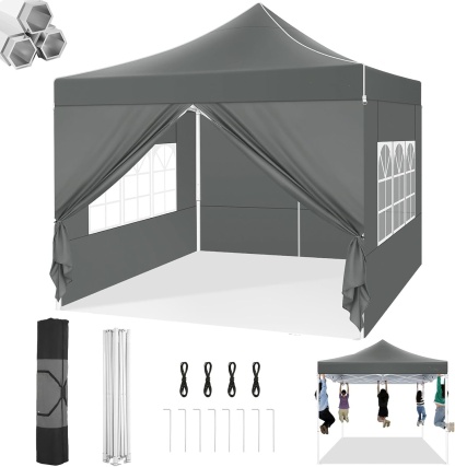 SANOPY Heavy Duty 10'x 30' Pop up Canopy, Commercial Canopy, Waterproof Outdoor Party Tent, Instant Wedding Canopy with 8 Removable Sidewalls, Carrying Bag, 147Ibs, White