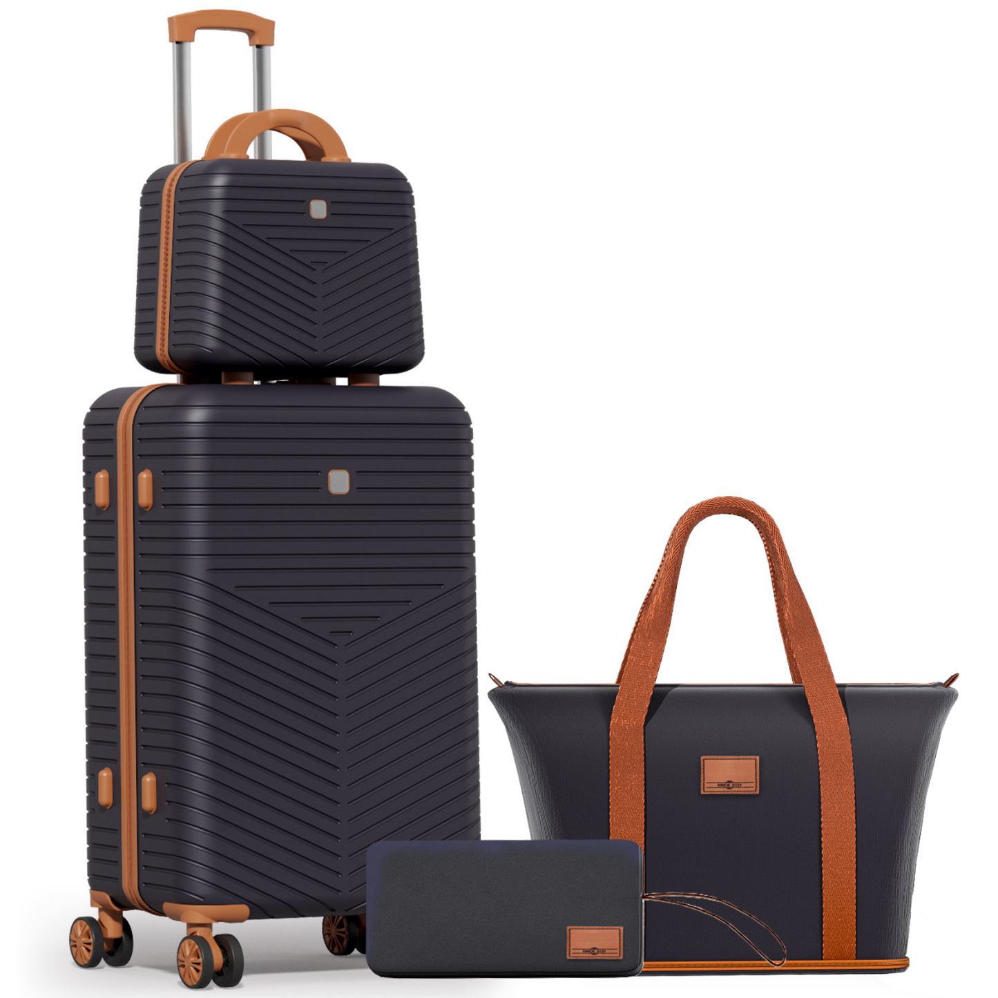 SANOPY 20" Carry-On Luggage Set, Hardside 3PCS Lightweight ABS+PC Suitcase Set with TSA Lock and Spinner Wheels, Beige