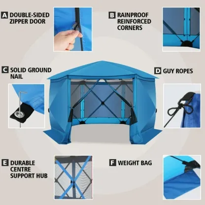SANOPY 12'x12' Pop up Gazebo with Starry Sky Covered Gazebo 6-Sided Mosquito Netting and Sidewalls Pop up Screen Gazebo Tent Camping Gazebo Instant Shelter for Deck and Lawns