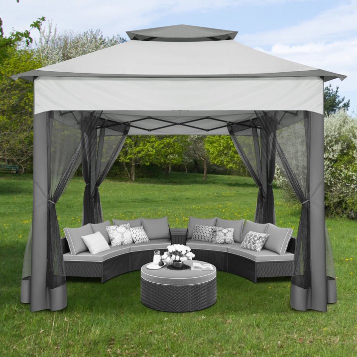 SANOPY 11'X 11' Pop up Gazebo Canopy Tent Outdoor Party Instant Shelter Portable Folding Gazebo Can Accommodate 6-8 People with Netting & Carry Bag, Anti-Rain, Anti-Ultraviolet
