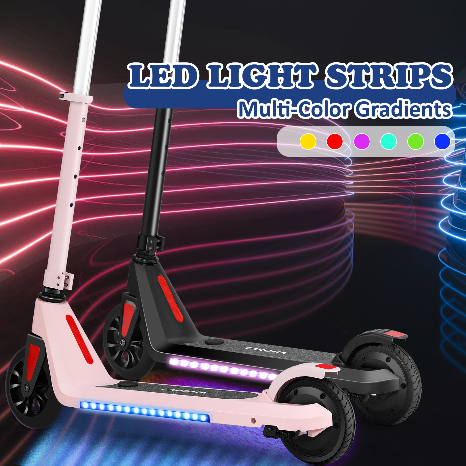 SANOPY Electric Scooter for Kids Ages 6-14 with Dynamic Lights, LED Display, 8 MPH, 80 mins Ride Time, Adjustable Handlebar Height, Lightweight Kids Electric Kick Scooter, Black