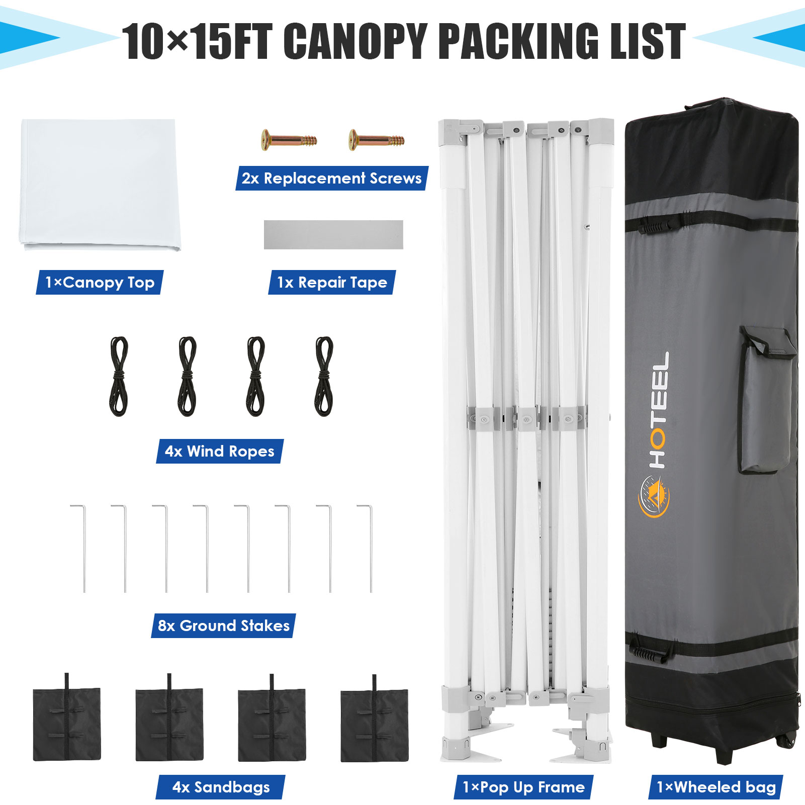 SANOPY 10' x 15' Heavy Duty Pop up Canopy, Instant Commercial Tent for Party with White Upgraded Hexagonal Bracket, Portable Gazebo with 4 Sangbags, Roller Bag, White