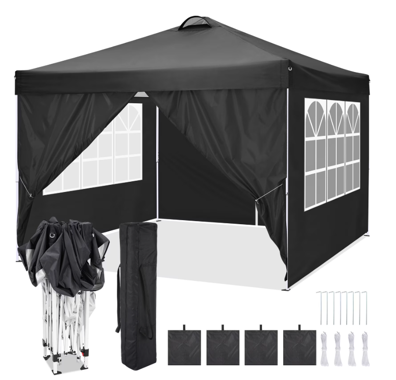 HOTEEL 10x10ft Popup Canopy Waterproof Canopy with 4 Sidewalls Outdoor Commercial Instant Shelter Beach Camping Canopy Tent for Party
