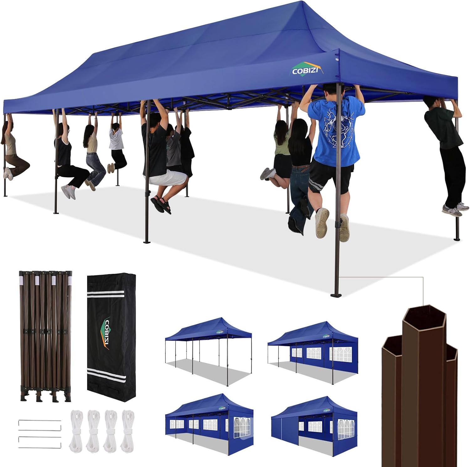 SANOPY Heavy Duty 10'x 30' Pop up Canopy, Commercial Canopy, Waterproof Outdoor Party Tent, Instant Wedding Canopy with 8 Removable Sidewalls, Carrying Bag, 147Ibs, White